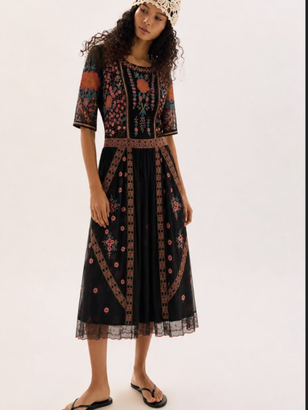 SUNDANCE ROXANNA EMBROIDERED MESH DRESS NWT